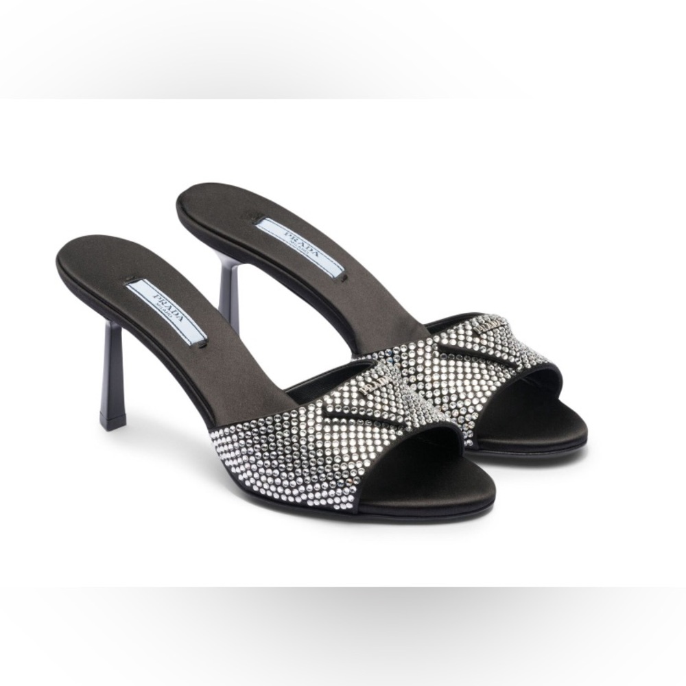 New Prada Runway SS23 Crystal Embellished Satin Mules Size 39 (US 9)